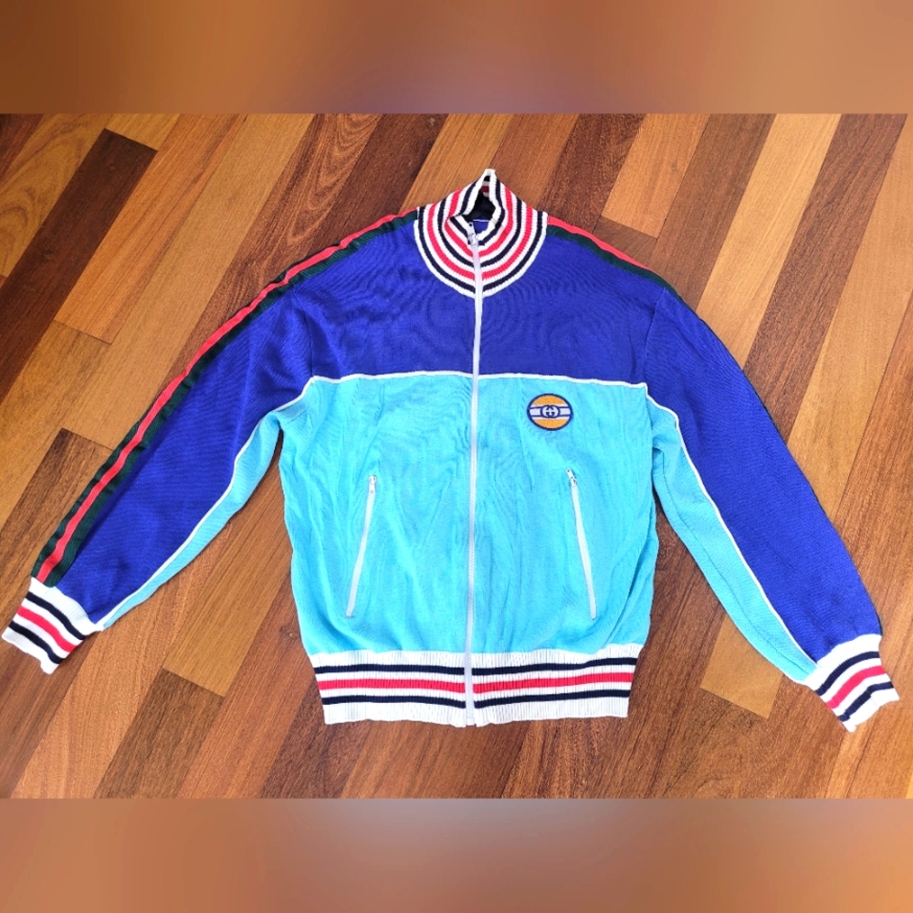 Retro style zip up knit sweater jacket size medium